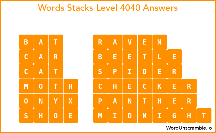 Word Stacks Level 4040 Answers