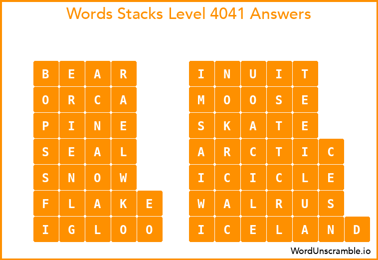 Word Stacks Level 4041 Answers