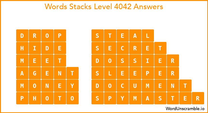 Word Stacks Level 4042 Answers