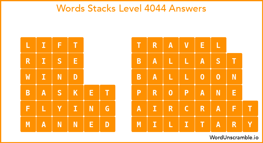 Word Stacks Level 4044 Answers