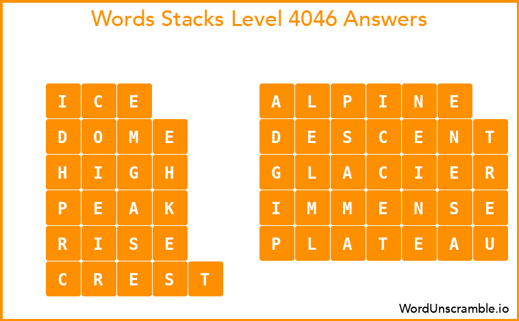 Word Stacks Level 4046 Answers