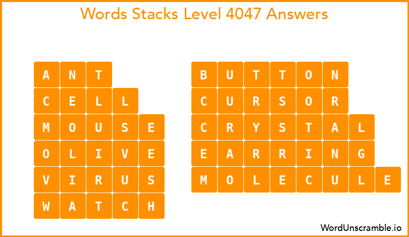 Word Stacks Level 4047 Answers