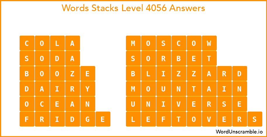 Word Stacks Level 4056 Answers
