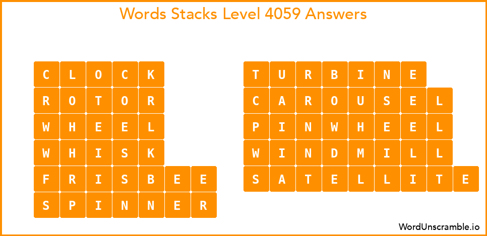 Word Stacks Level 4059 Answers