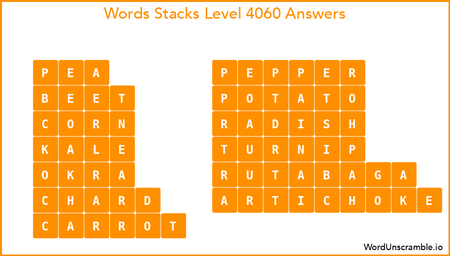 Word Stacks Level 4060 Answers