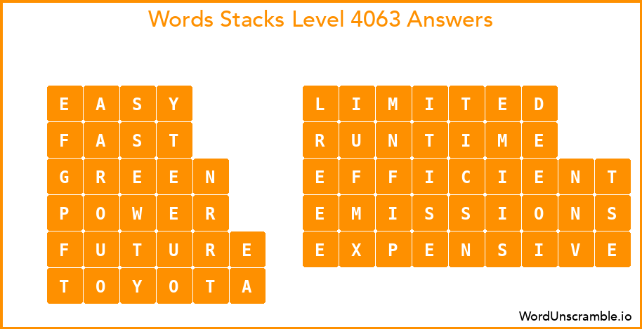 Word Stacks Level 4063 Answers