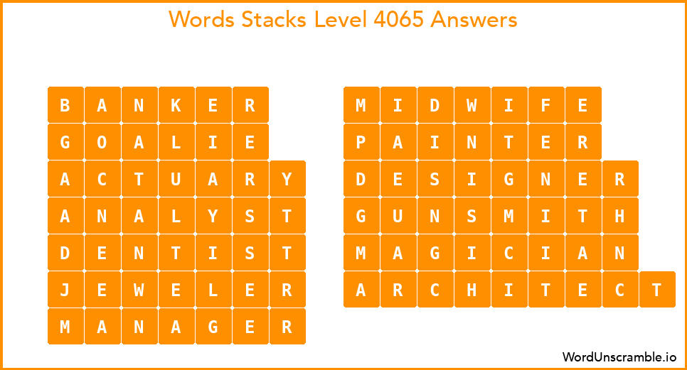 Word Stacks Level 4065 Answers