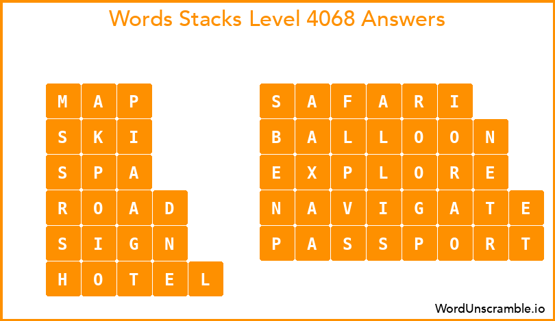 Word Stacks Level 4068 Answers