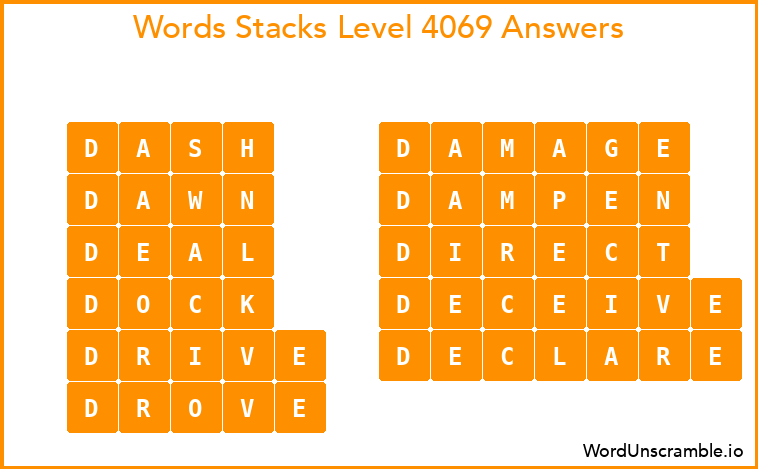 Word Stacks Level 4069 Answers