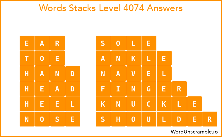 Word Stacks Level 4074 Answers