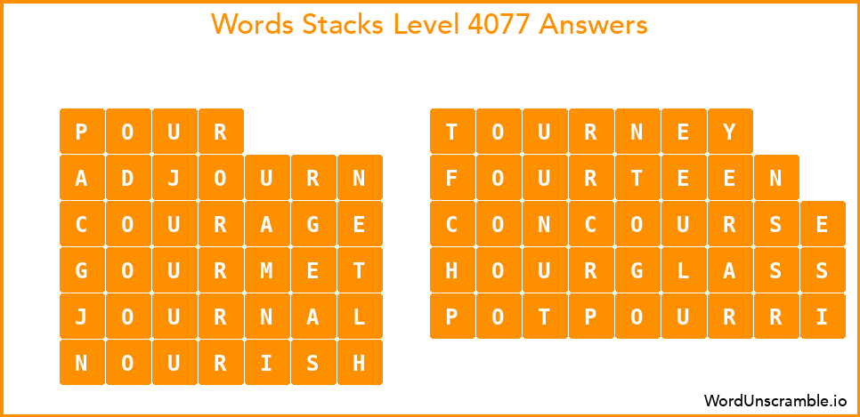 Word Stacks Level 4077 Answers