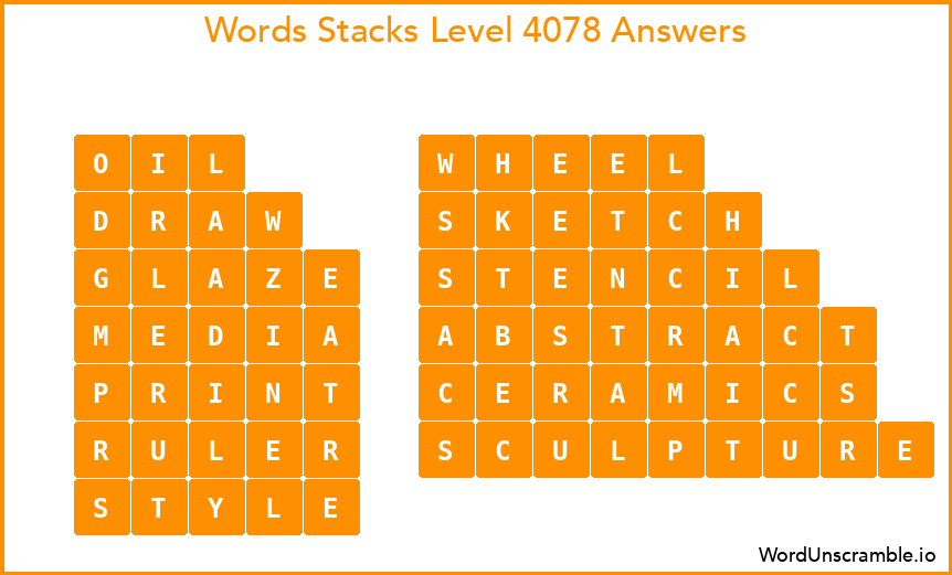 Word Stacks Level 4078 Answers