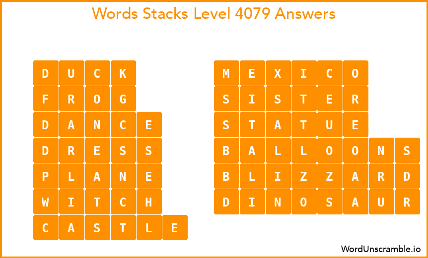 Word Stacks Level 4079 Answers