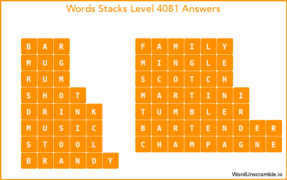 Word Stacks Level 4081 Answers