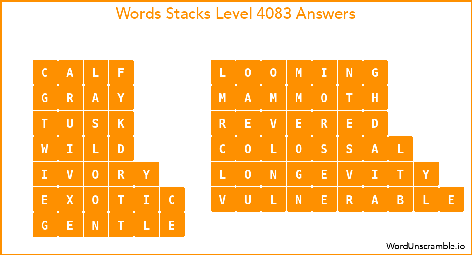 Word Stacks Level 4083 Answers