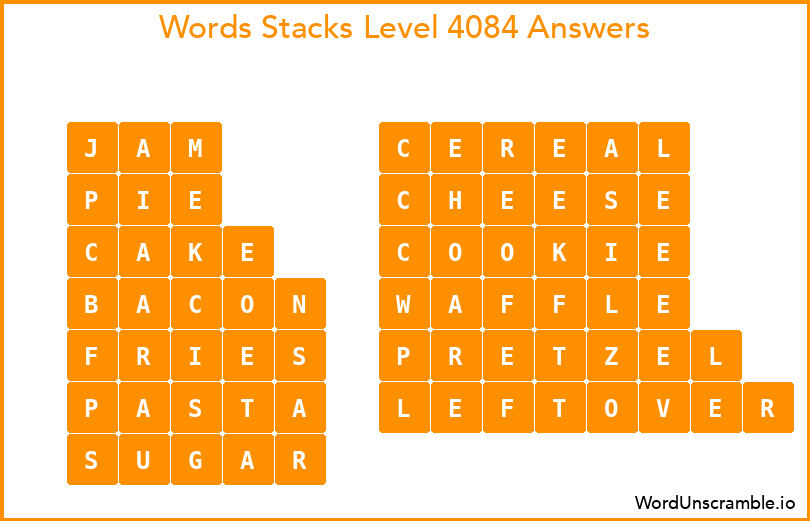 Word Stacks Level 4084 Answers