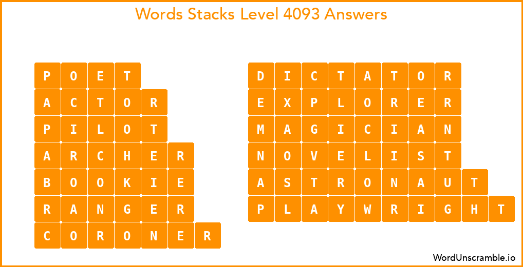 Word Stacks Level 4093 Answers