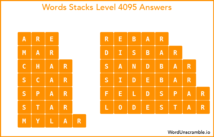Word Stacks Level 4095 Answers