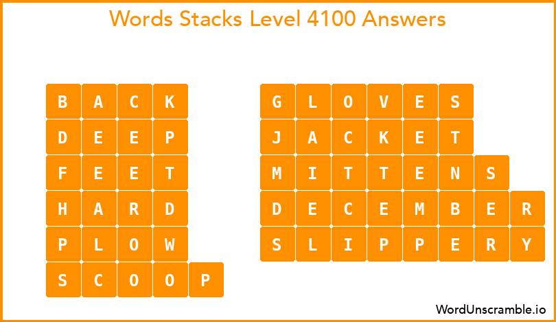 Word Stacks Level 4100 Answers