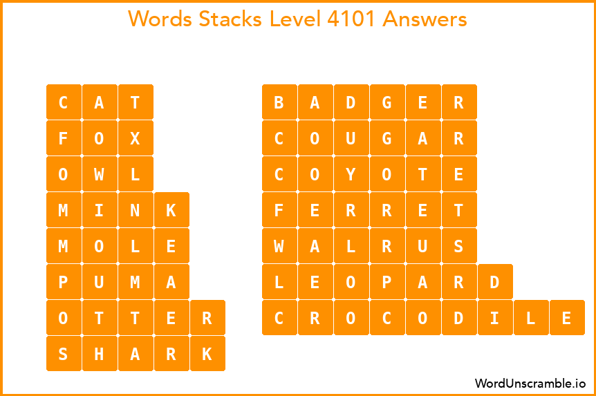 Word Stacks Level 4101 Answers