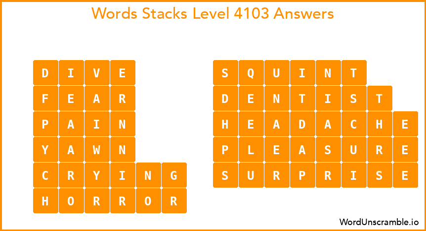 Word Stacks Level 4103 Answers