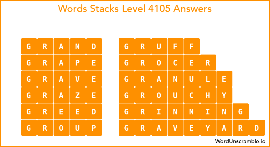 Word Stacks Level 4105 Answers