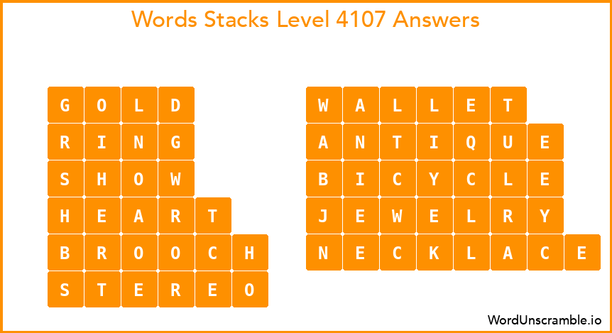 Word Stacks Level 4107 Answers