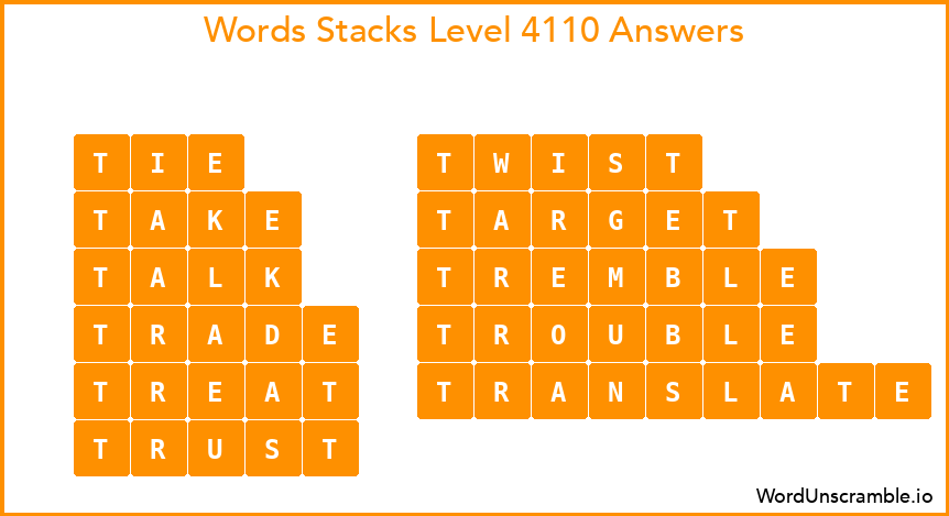 Word Stacks Level 4110 Answers