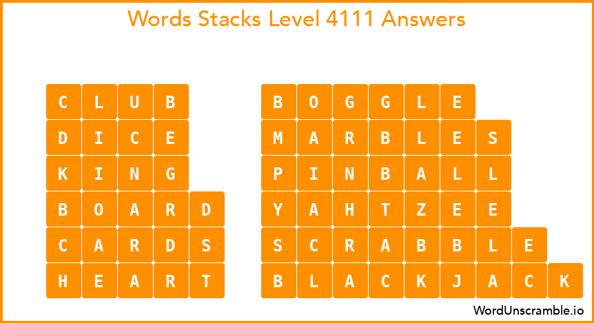 Word Stacks Level 4111 Answers