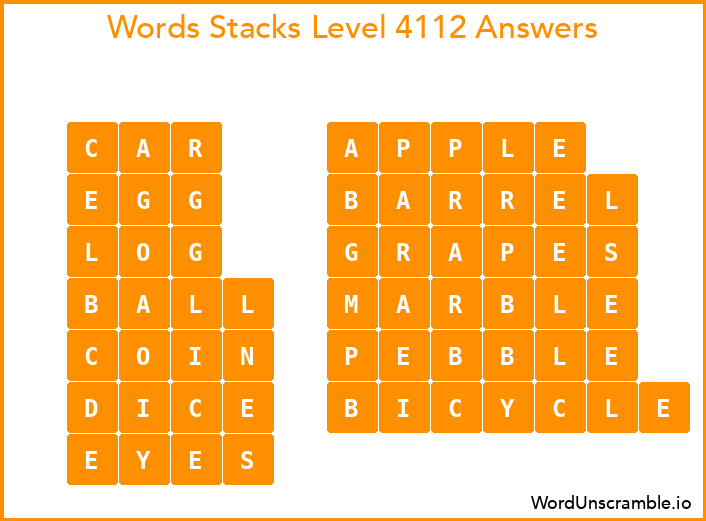 Word Stacks Level 4112 Answers