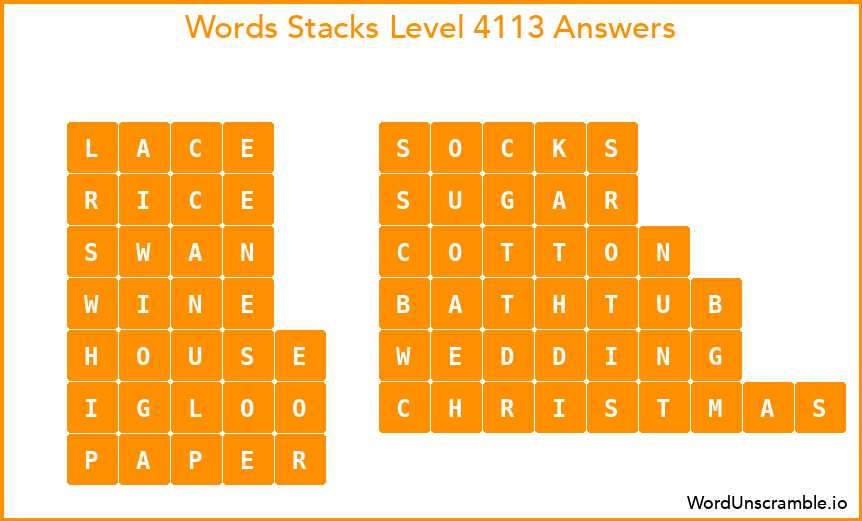 Word Stacks Level 4113 Answers