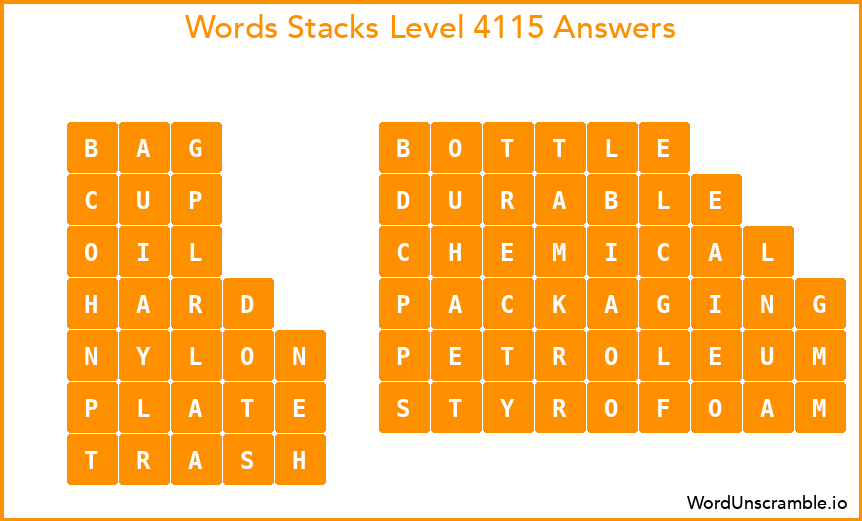 Word Stacks Level 4115 Answers