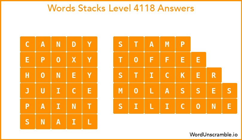 Word Stacks Level 4118 Answers