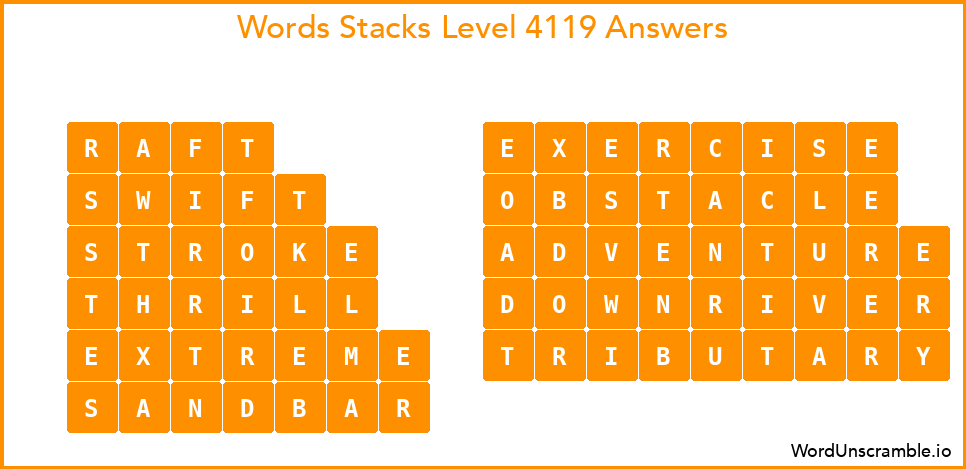 Word Stacks Level 4119 Answers