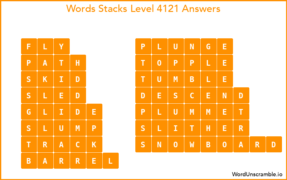 Word Stacks Level 4121 Answers