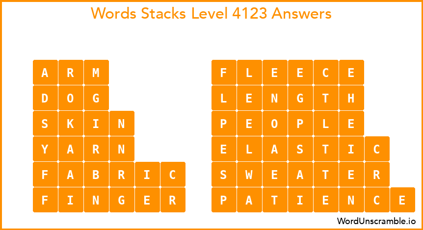 Word Stacks Level 4123 Answers