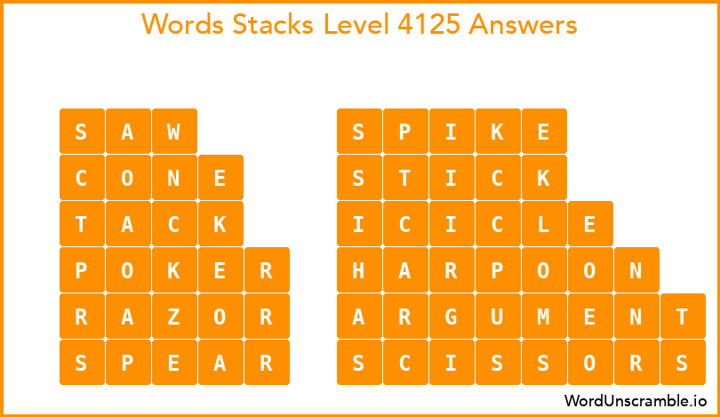 Word Stacks Level 4125 Answers