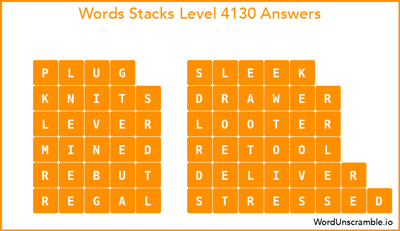 Word Stacks Level 4130 Answers