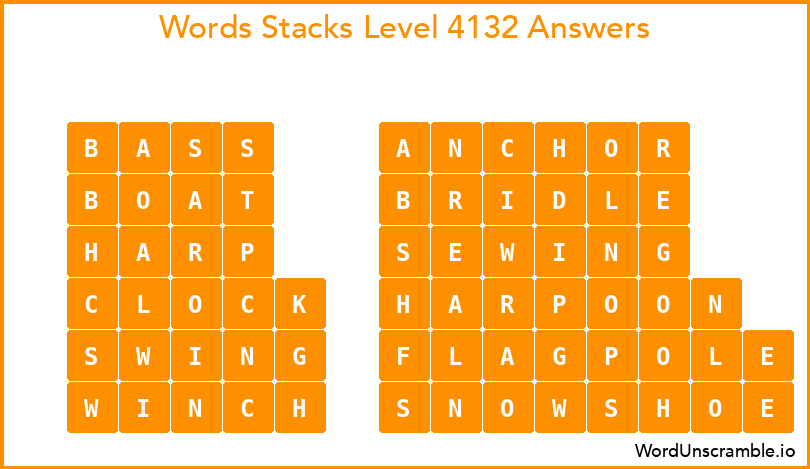 Word Stacks Level 4132 Answers