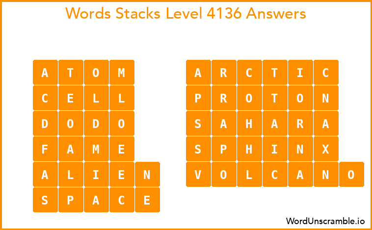 Word Stacks Level 4136 Answers