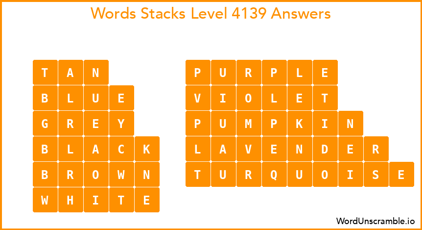 Word Stacks Level 4139 Answers