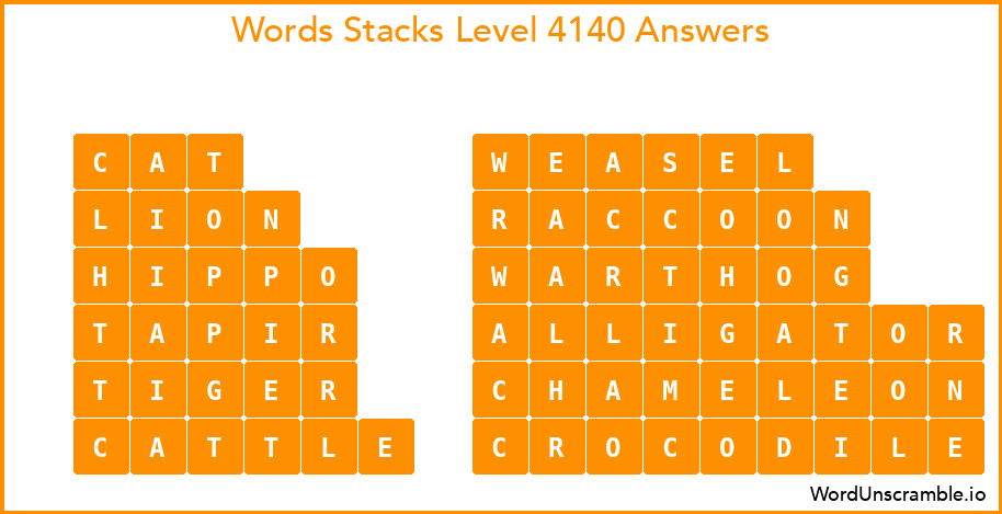 Word Stacks Level 4140 Answers