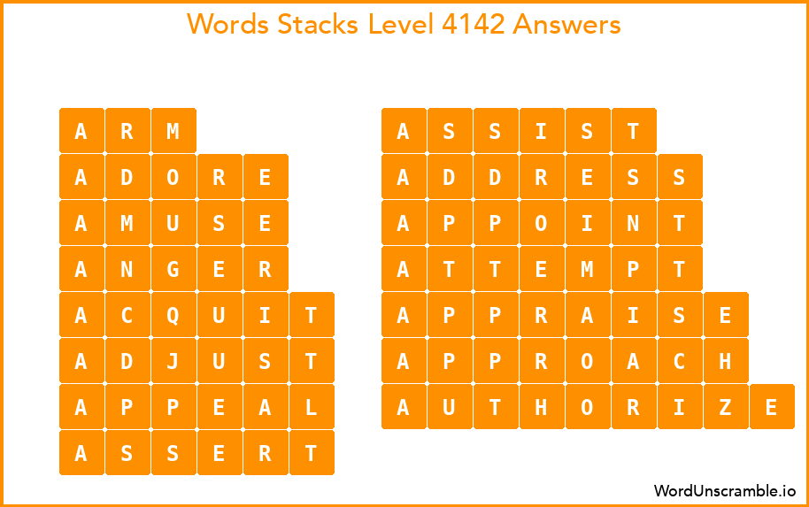 Word Stacks Level 4142 Answers