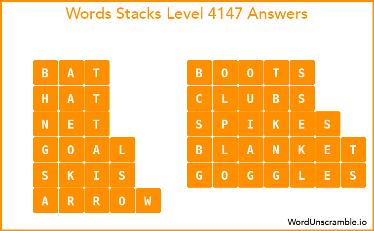 Word Stacks Level 4147 Answers