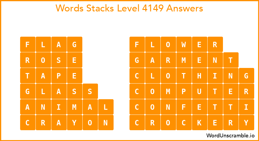 Word Stacks Level 4149 Answers