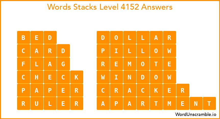 Word Stacks Level 4152 Answers