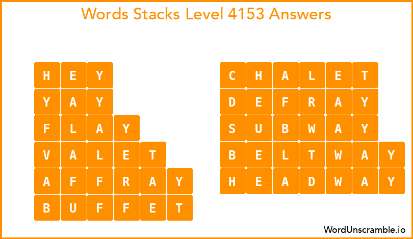 Word Stacks Level 4153 Answers