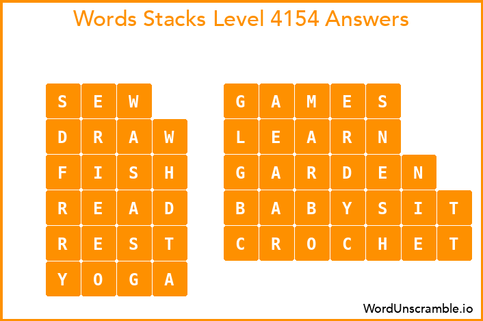 Word Stacks Level 4154 Answers
