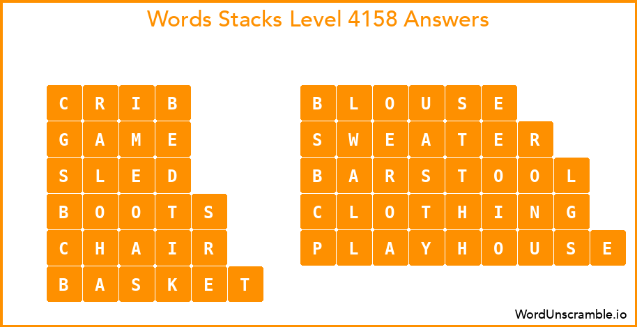 Word Stacks Level 4158 Answers
