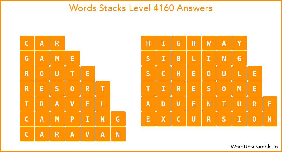Word Stacks Level 4160 Answers